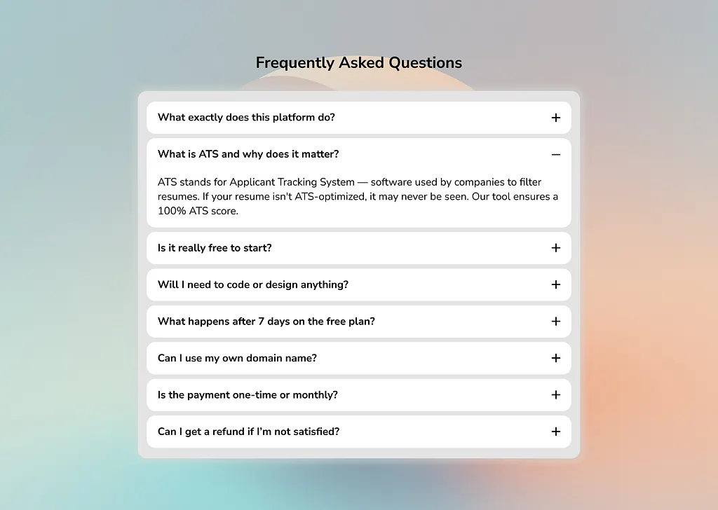 Glassmorphism FAQ Page